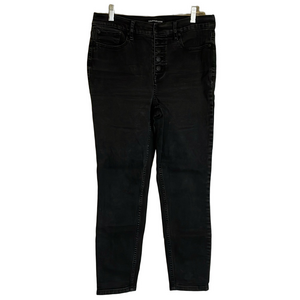 CALVIN KLEIN Button Front Cropped Jeans, Women’s 31, Black